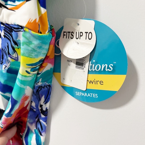 Swim‎ Solutions Womens Tankini Swim Top Size 12 Underwire Tropical Beach Flowy - Picture 5 of 11